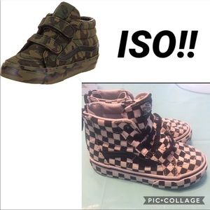 Iso checkered vans and camo size 4c and 5c